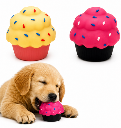 Cupcake Squeaky Dog Chew Toy
