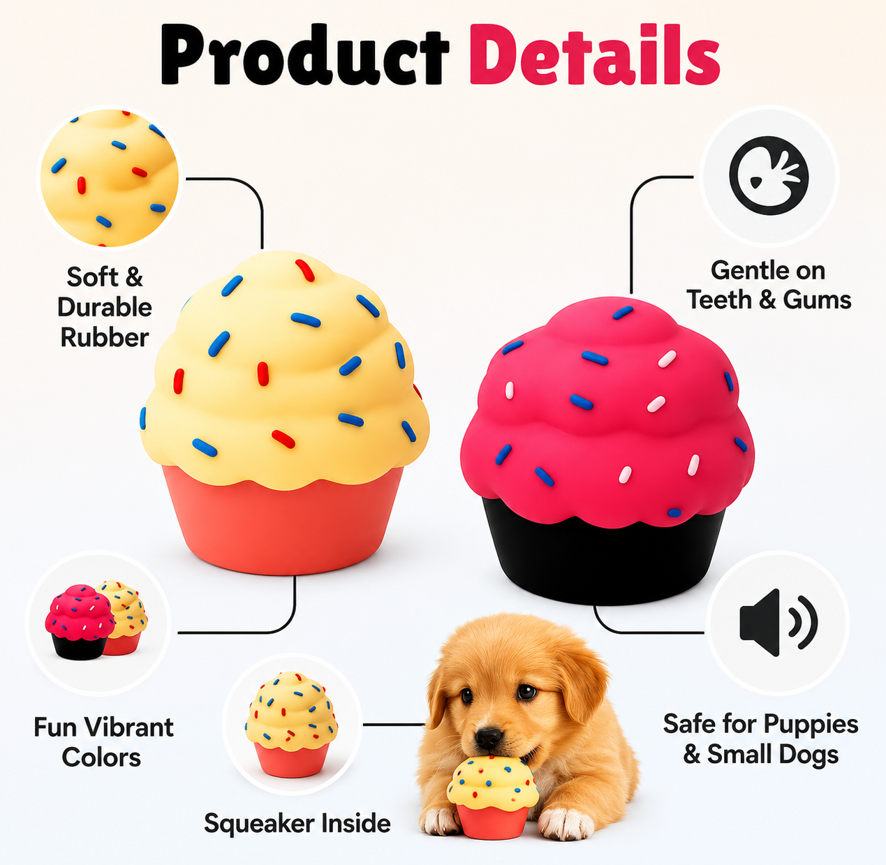 Cupcake Squeaky Dog Chew Toy