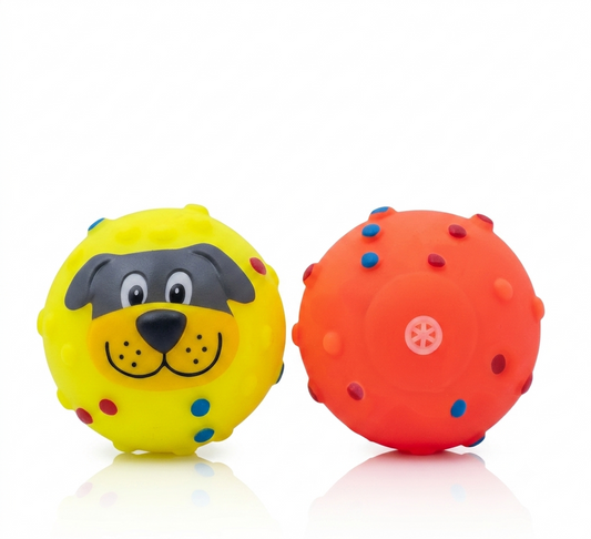 Premium Squeaky Dog Toy Balls  – Colorful Textured Rubber Squeak Balls for Dogs and Cats
