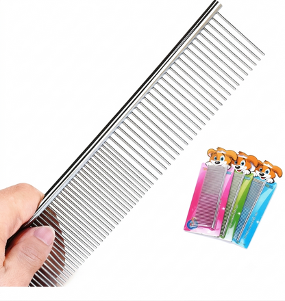 Premium Stainless Steel Pet Grooming Comb (Large) – Dual-Action Detangling Needle Comb for Dogs & Cats