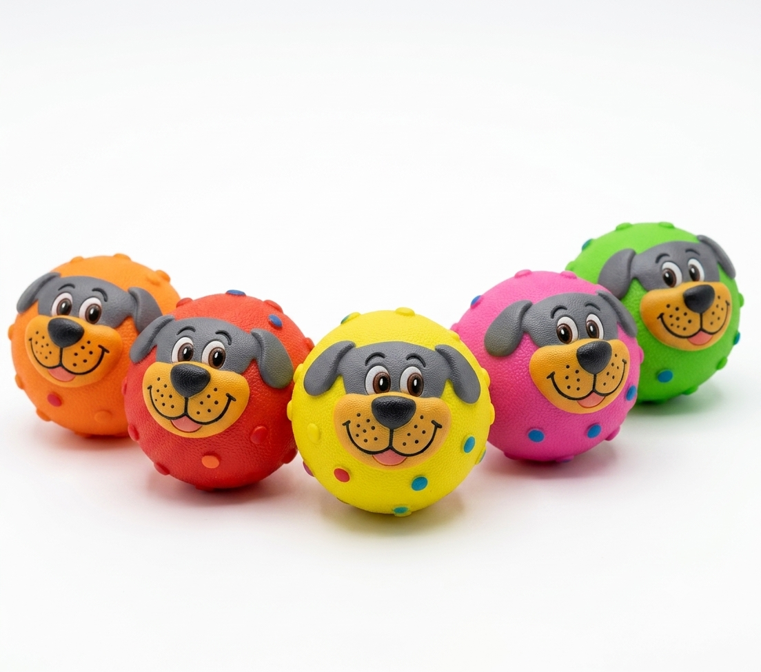 Premium Squeaky Dog Toy Balls  – Colorful Textured Rubber Squeak Balls for Dogs and Cats