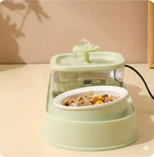 3-in-1 Automatic Pet Water Fountain & Double Feeding Bowl