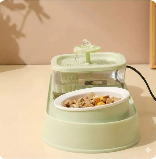 3-in-1 Automatic Pet Water Fountain & Double Feeding Bowl