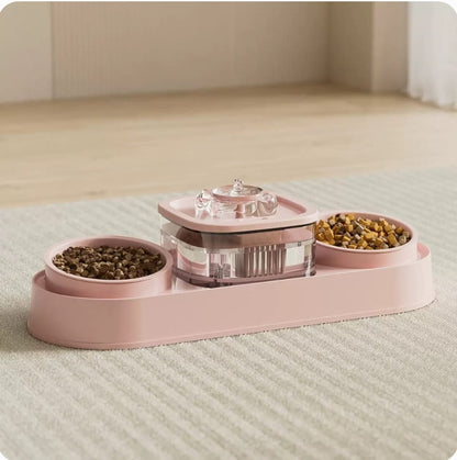 3-in-1 Automatic Pet Water Fountain & Double Feeding Bowl
