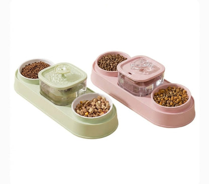 3-in-1 Automatic Pet Water Fountain & Double Feeding Bowl