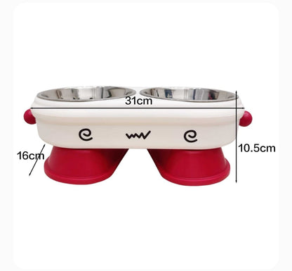 Elevated Double Stainless Steel Pet Feeding Bowl