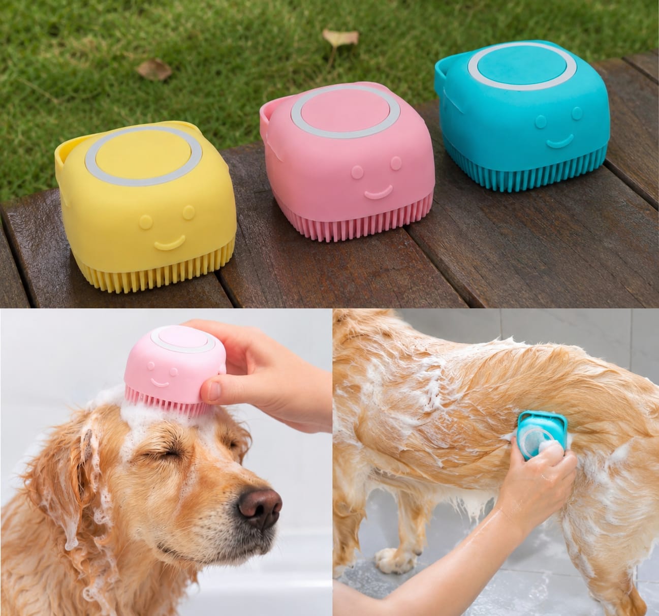 Silicone Pet Bath Massage Brush | Soft Grooming & Shampoo Brush for Dogs & Cats