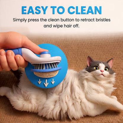 Pet Grooming Slicker Brush with One-Click Self-Cleaning Button