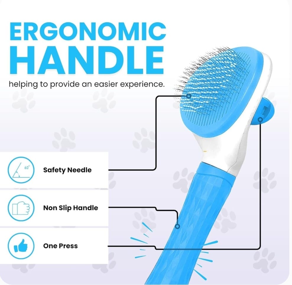 Pet Grooming Slicker Brush with One-Click Self-Cleaning Button