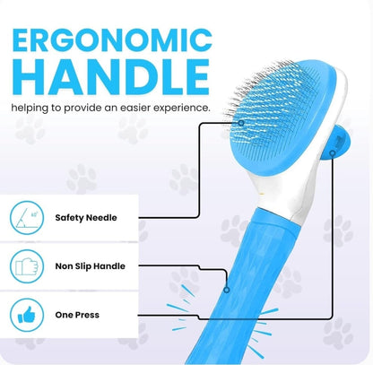Pet Grooming Slicker Brush with One-Click Self-Cleaning Button
