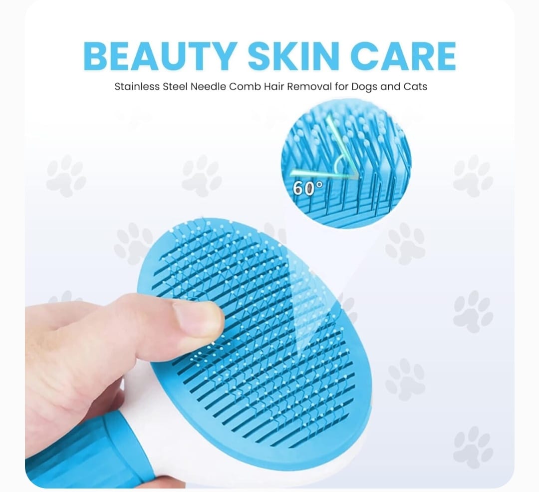 Pet Grooming Slicker Brush with One-Click Self-Cleaning Button