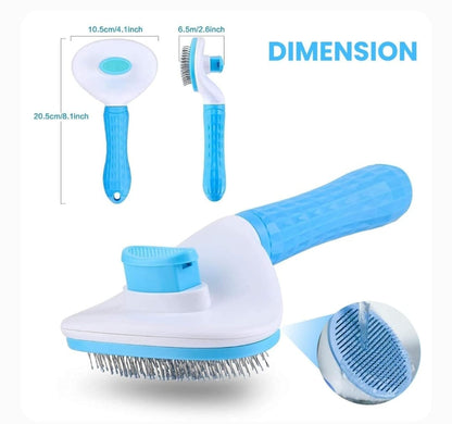 Pet Grooming Slicker Brush with One-Click Self-Cleaning Button