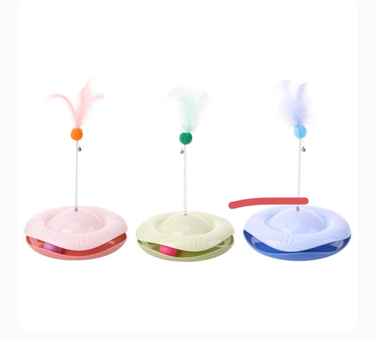 Interactive Feather Teaser Cat Toy with Rolling Ball