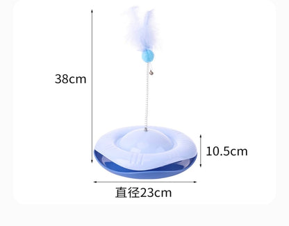 Interactive Feather Teaser Cat Toy with Rolling Ball