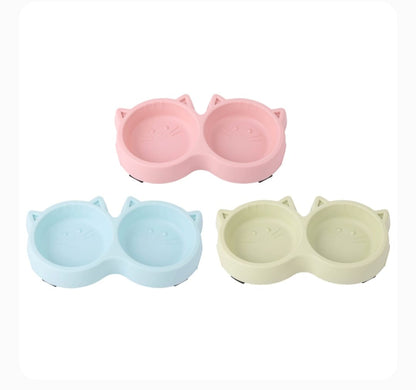 Cute Double Pet Feeding Bowl – Food & Water Bowl for Cats & Dogs