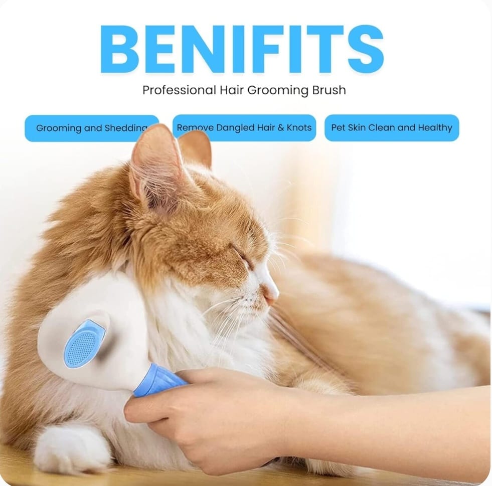 Pet Grooming Slicker Brush with One-Click Self-Cleaning Button