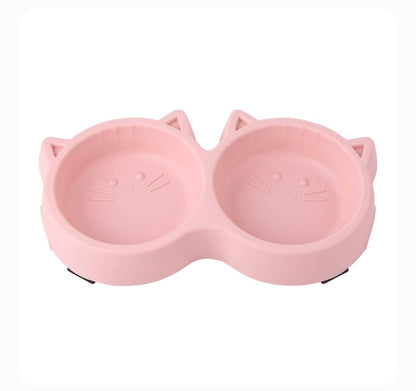 Cute Double Pet Feeding Bowl – Food & Water Bowl for Cats & Dogs