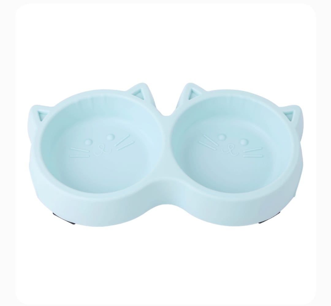 Cute Double Pet Feeding Bowl – Food & Water Bowl for Cats & Dogs