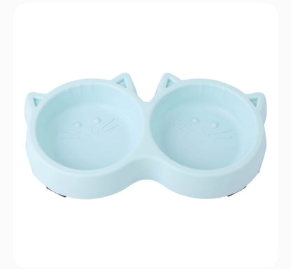 Cute Double Pet Feeding Bowl – Food & Water Bowl for Cats & Dogs